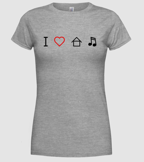 I love house music model gri pe tricou