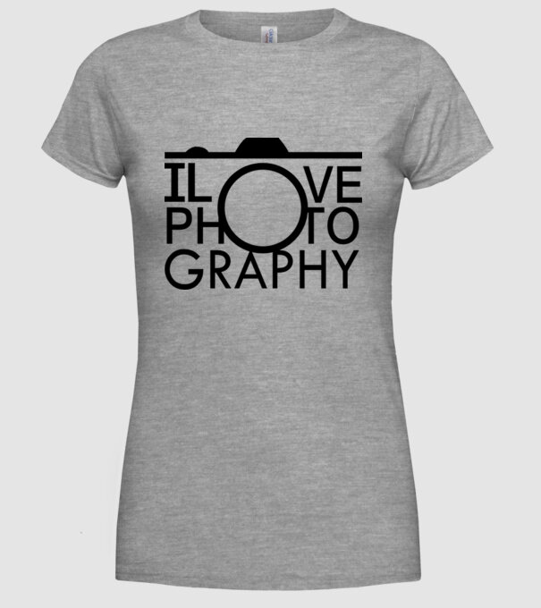 I love photography model gri pe tricou