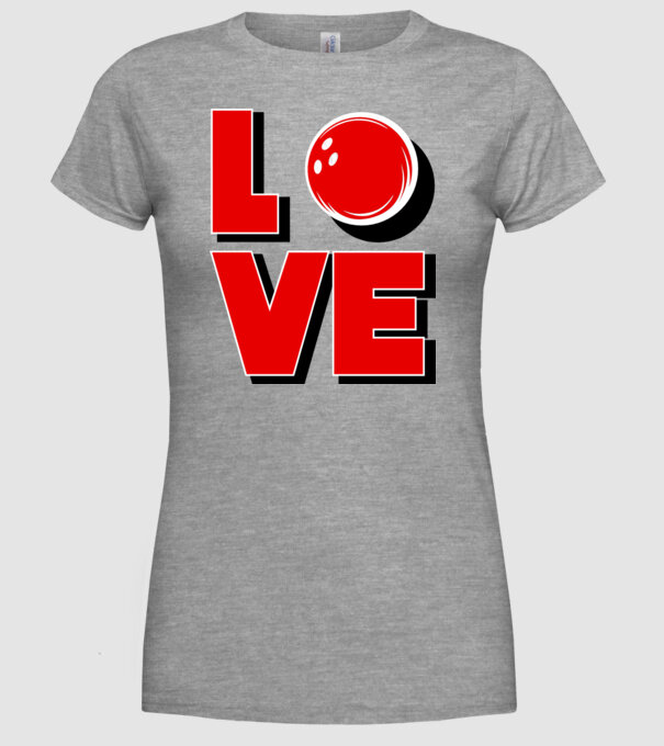Love bowling model gri pe tricou