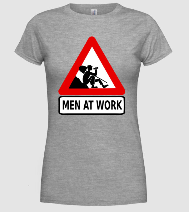 men at work model gri pe tricou