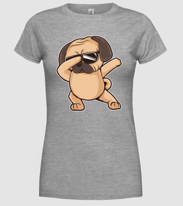 Mops DAB model gri pe tricou