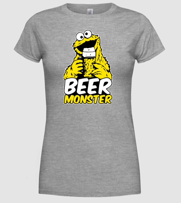 Monstru bere model gri pe tricou