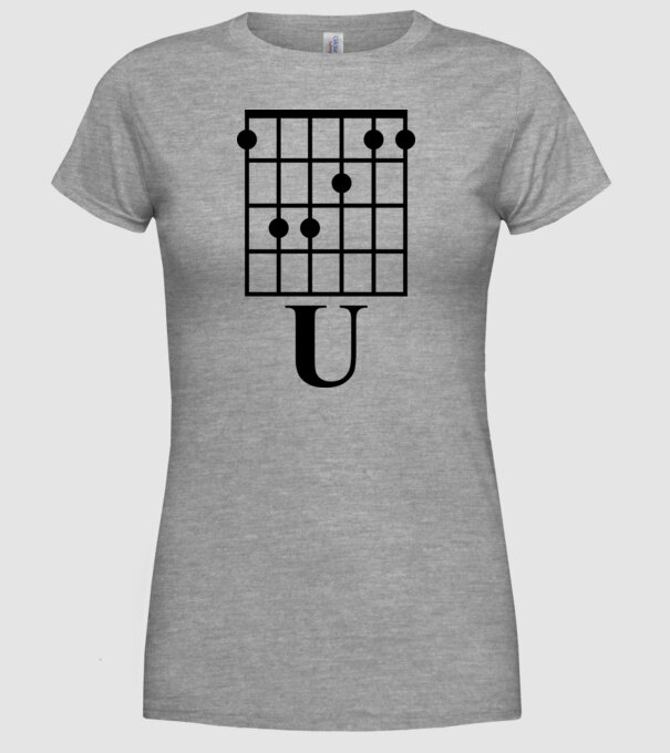 U Chord model gri pe tricou