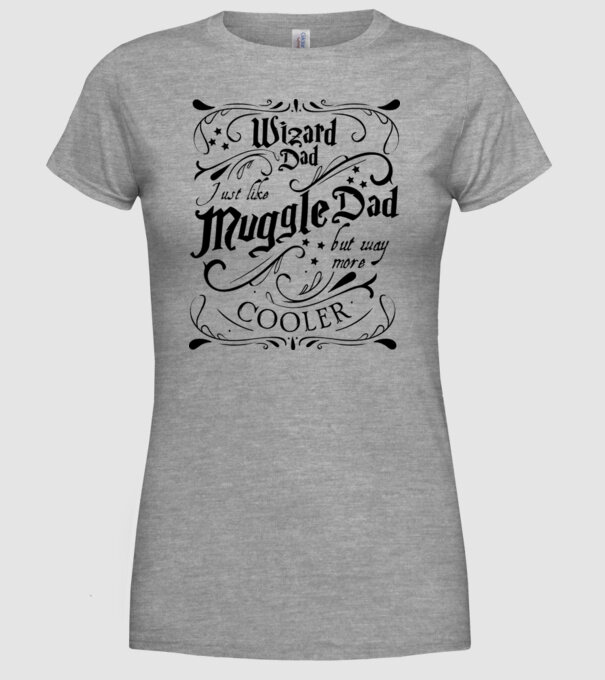 Wizard dad model gri pe tricou