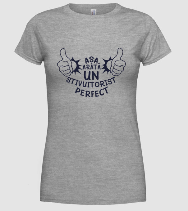 Așa arată un STIVUITORIST perfect model gri pe tricou