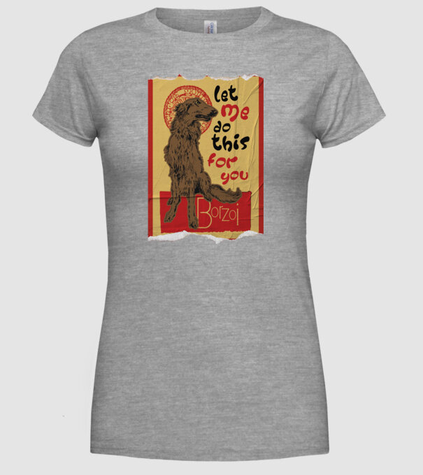 BORZOI retro poster chat noir poster texture model gri pe tricou