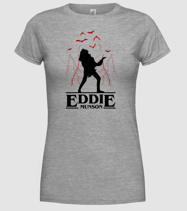 eddie munson stranger things model gri pe tricou