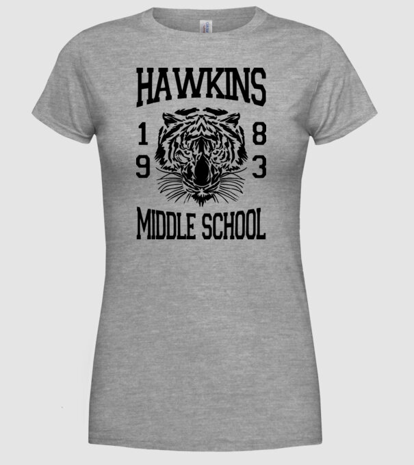 hawkins middle school 83 model gri pe tricou