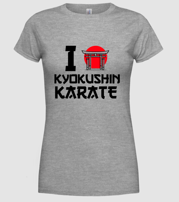 I love Kyokushin Karate model gri pe tricou