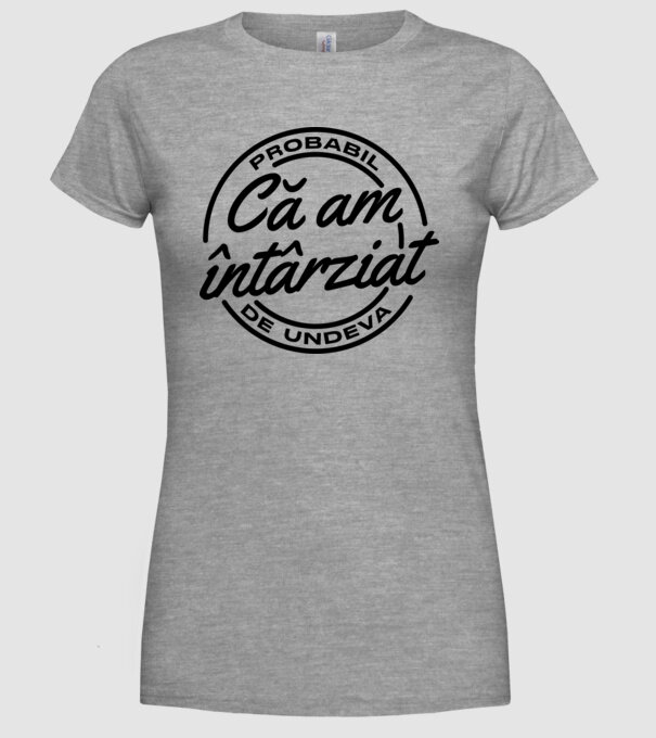 Probabil că am întârziat de undeva model gri pe tricou
