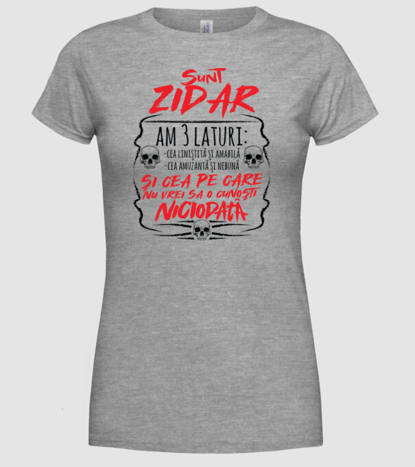 sunt zidar am 3 laturi model gri pe tricou