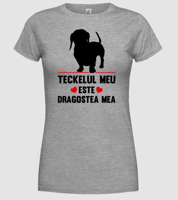 teckelul meu este dragostea mea model gri pe tricou