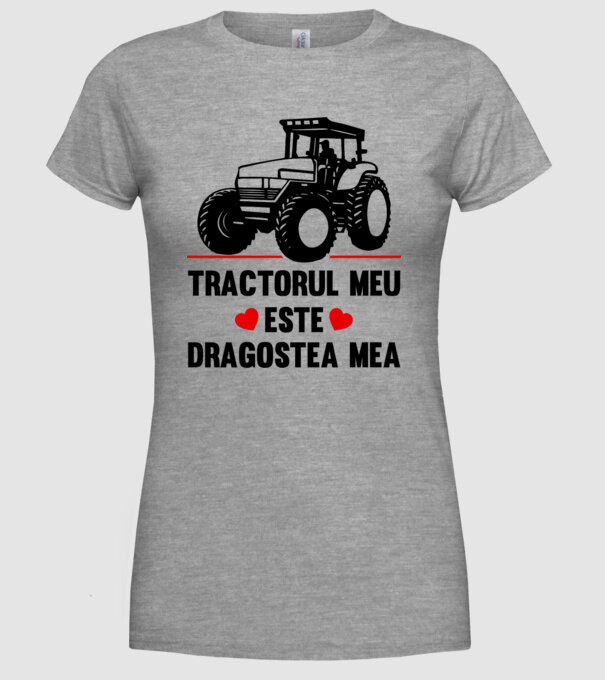 tractorul meu este dragostea mea model gri pe tricou