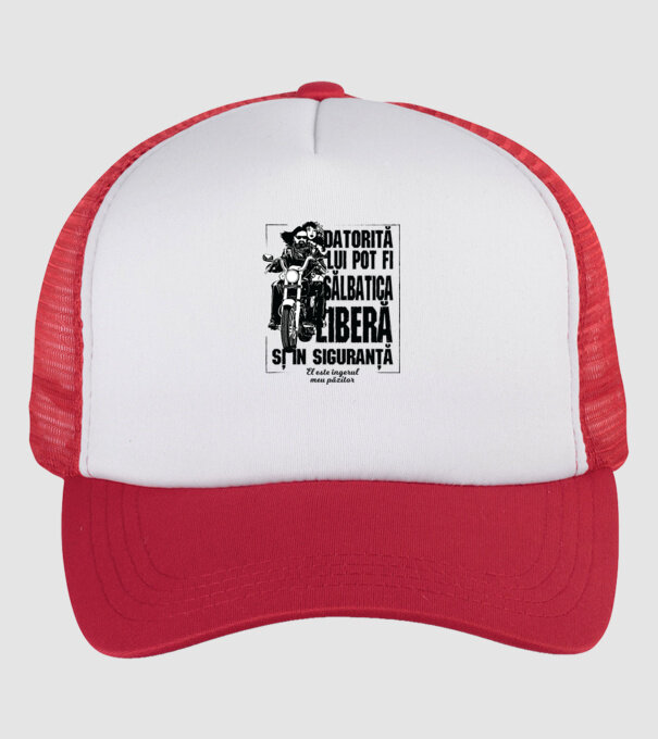 datorită lui pot fi sălbatică, liberă și în siguranță - el este îngerul meu păzitor model alb/roșu pe tricou