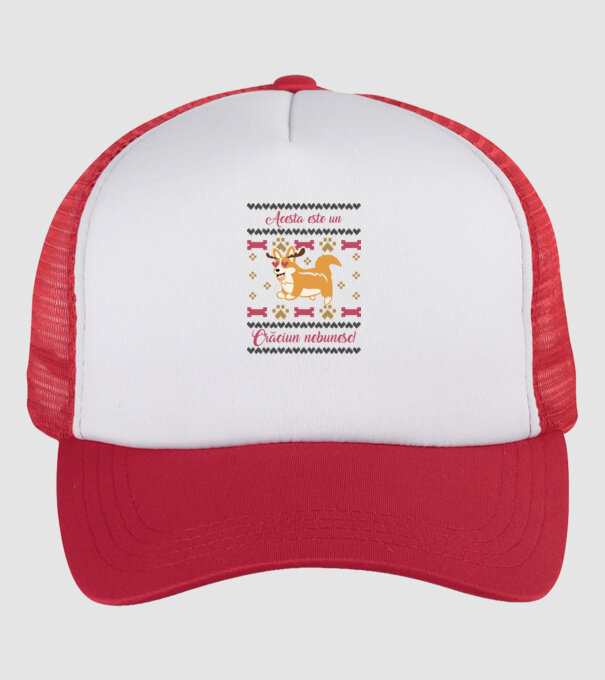 acesta este un Crăciun nebunesc model alb/roșu pe tricou