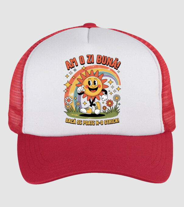 Am o zi bună! model alb/roșu pe tricou