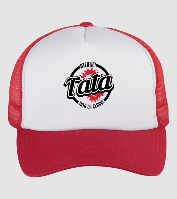 Atenție! Tata la ceaun! model alb/roșu pe tricou