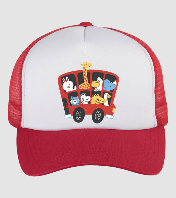 Autobuze model alb/roșu pe tricou