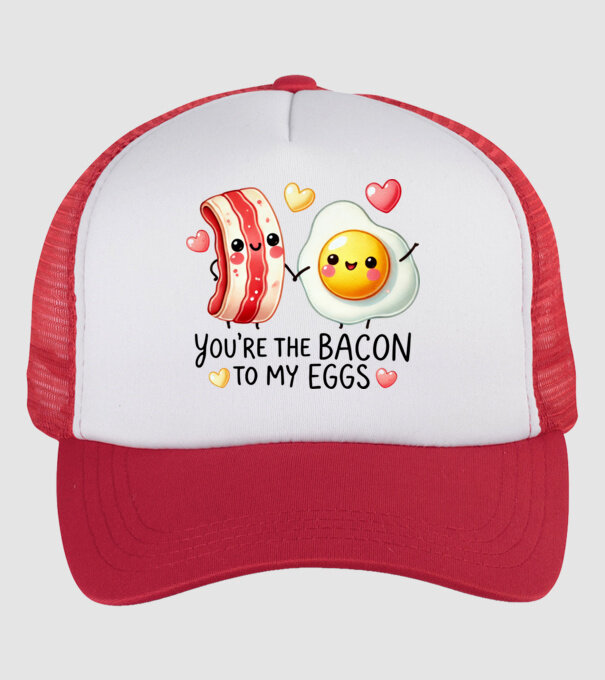 Bacon to my Eggs model alb/roșu pe tricou