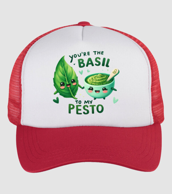 Basil to my Pesto model alb/roșu pe tricou