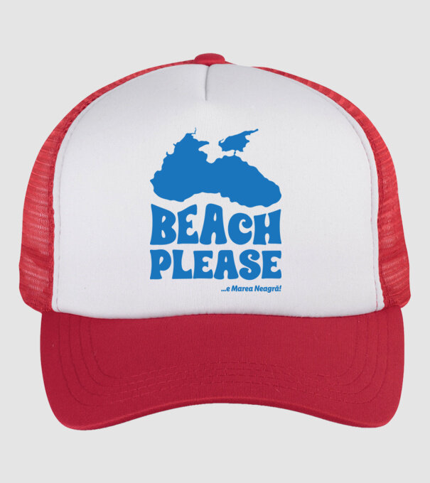 Beach please, e Marea Neagră! model alb/roșu pe tricou