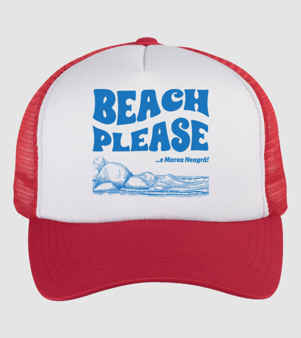Beach please, e Marea Neagră! model alb/roșu pe tricou