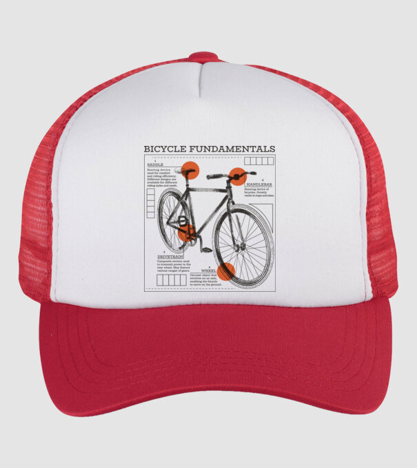 Bicycle fundamentals model alb/roșu pe tricou
