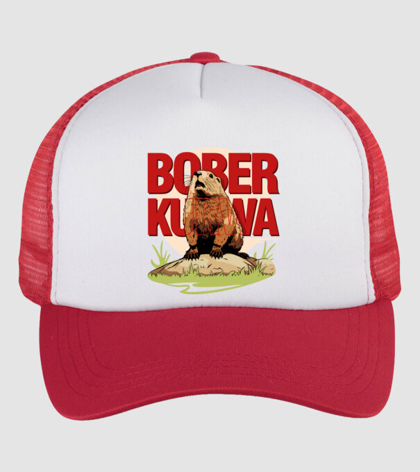BOBER model alb/roșu pe tricou