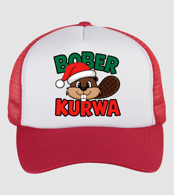 Bober kurwa xmas model alb/roșu pe tricou