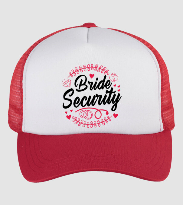 Bride Security model alb/roșu pe tricou