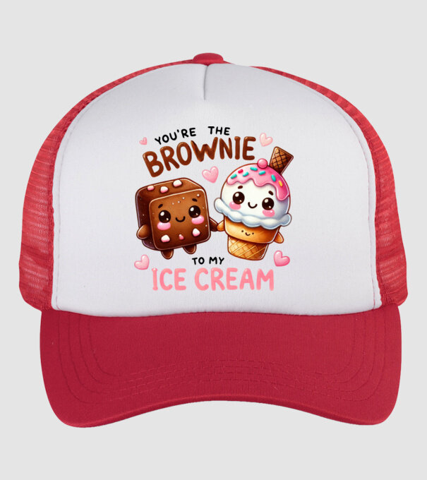 Brownie to my Ice Cream model alb/roșu pe tricou