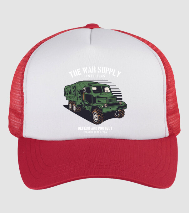 Camioane model alb/roșu pe tricou