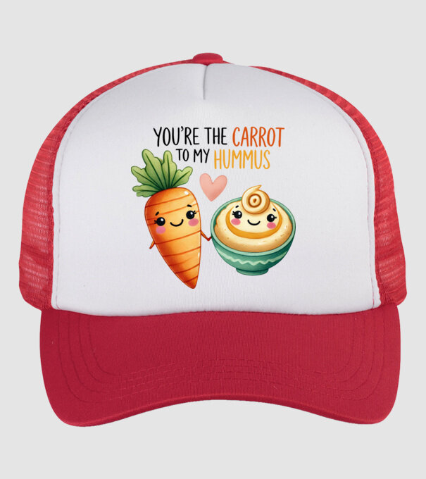 Carrot to my Hummus model alb/roșu pe tricou