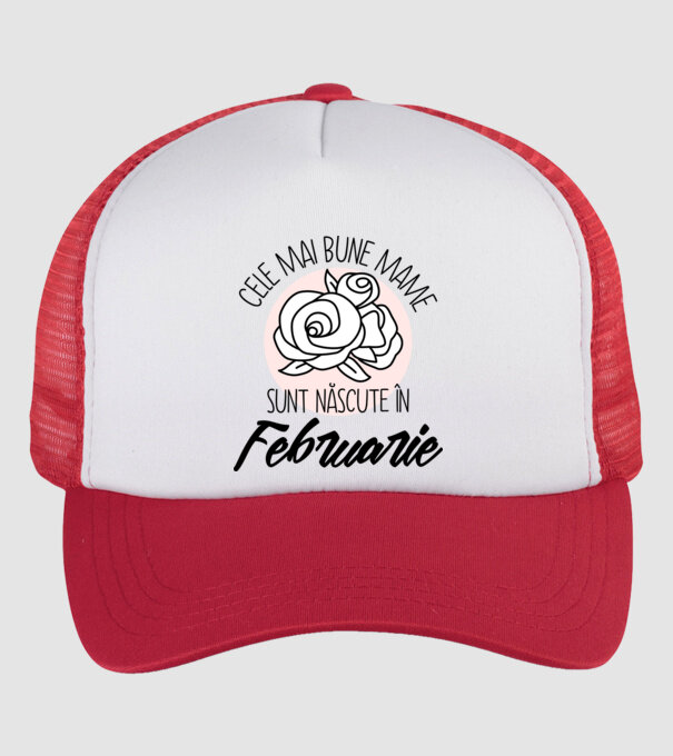 Cele mai bune mame sunt născute în Februarie model alb/roșu pe tricou