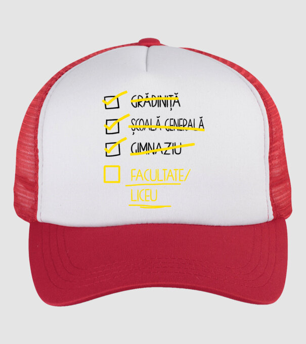 Cheklist educație - Gimnaziu alb model alb/roșu pe tricou