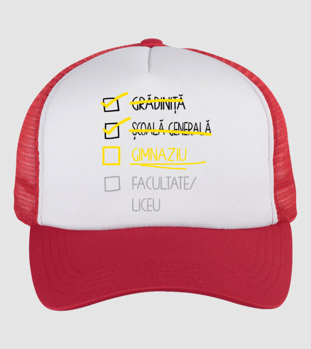Cheklist educație - Școala primară alb model alb/roșu pe tricou