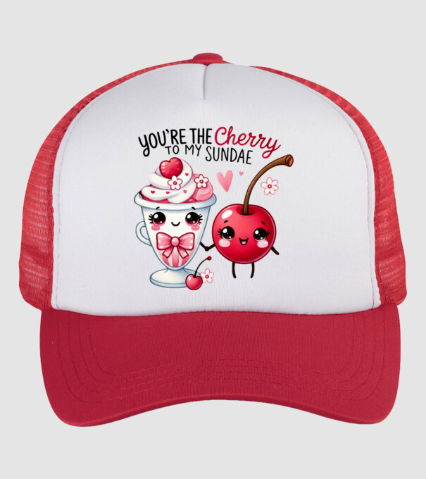 Cherry to my Sunday model alb/roșu pe tricou