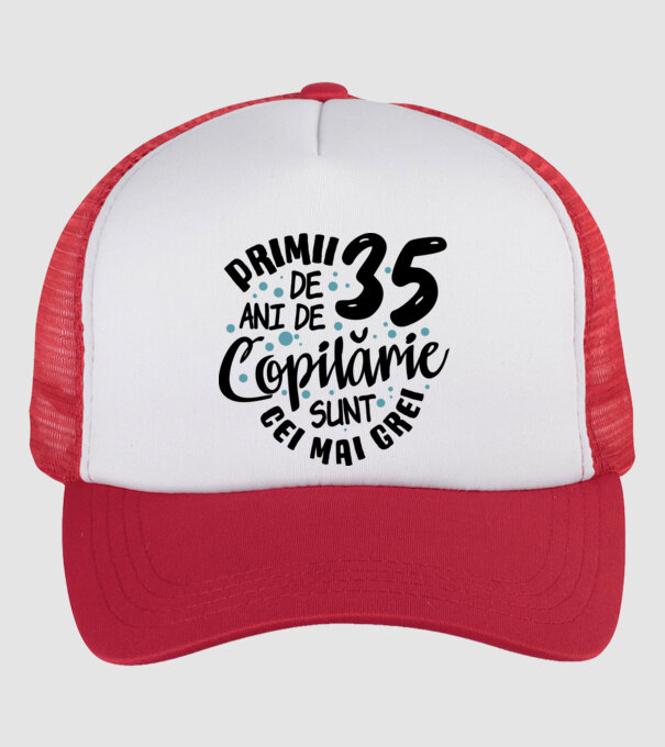 Copilărie 35 de ani model alb/roșu pe tricou