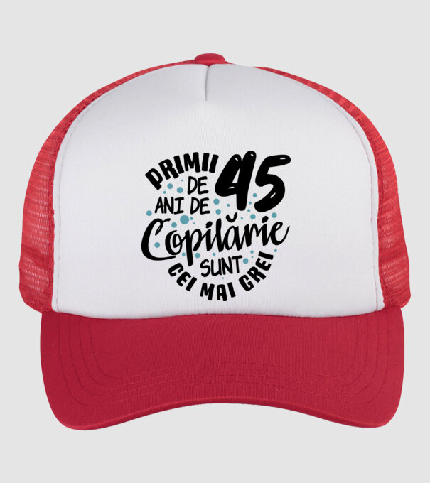 Copilărie 45 de ani model alb/roșu pe tricou