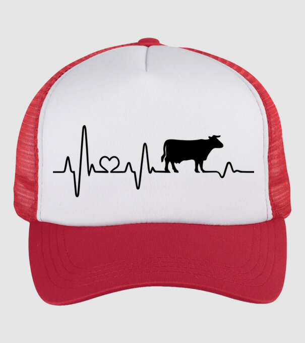 Cow Heartbeat model alb/roșu pe tricou