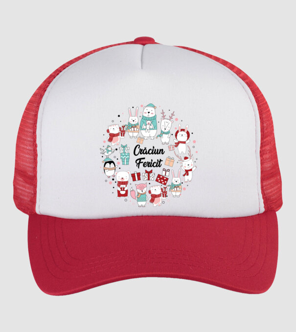 Crăciun Fericit model alb/roșu pe tricou