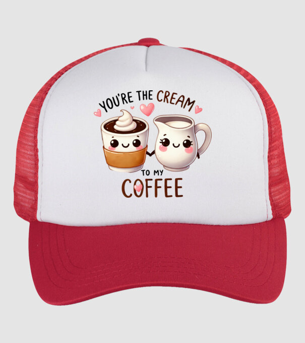Cream to my Coffee model alb/roșu pe tricou