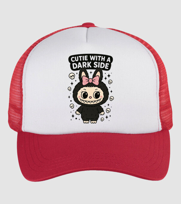 Cutie with a dark side model alb/roșu pe tricou