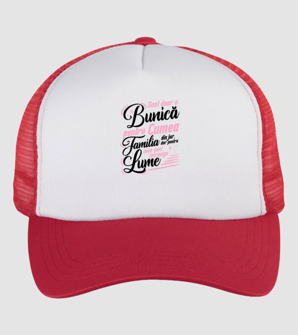 Sunt doar o bunică pentru lumea din jur, dar pentru familia mea sunt întreaga lume! model alb/roșu pe tricou