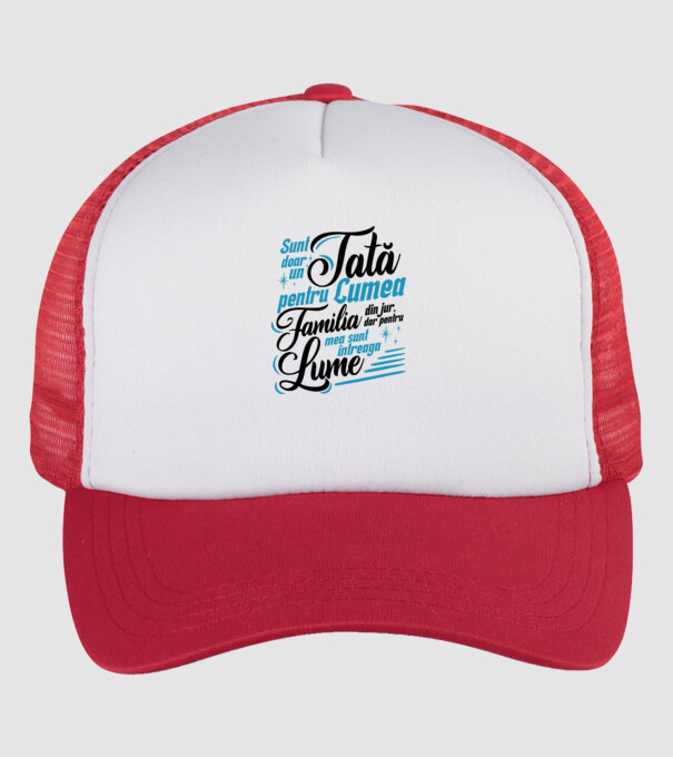 Sunt doar un tată pentru lumea din jur, dar pentru familia mea sunt întreaga lume! model alb/roșu pe tricou