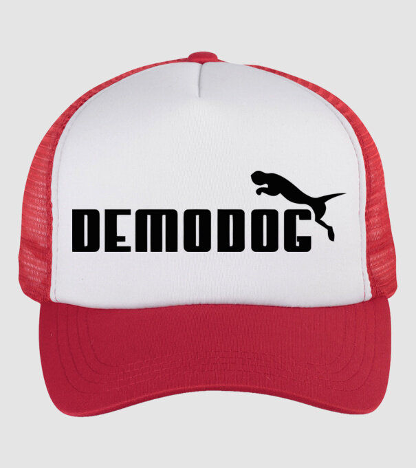 demodog logo black model alb/roșu pe tricou
