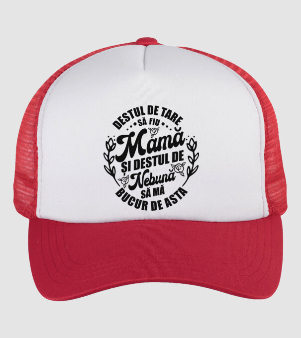Destul de tare să fiu mamă și destul de nebună să mă bucur de asta model alb/roșu pe tricou