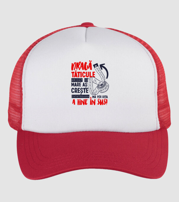 Dragă tăticule, oricât de mare aș crește, întotdeauna mă voi uita la tine în sus! model alb/roșu pe tricou