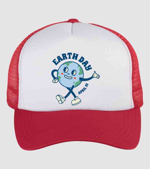 Earth Day model alb/roșu pe tricou