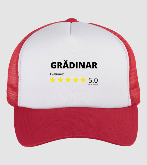 Evaluare Grădinar model alb/roșu pe tricou